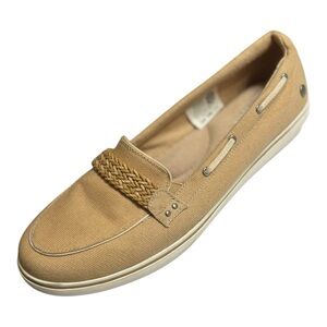 Grasshoppers Ortholite Canvas Boat Shoes Women's Size 8 Beige  Loafers Comfort